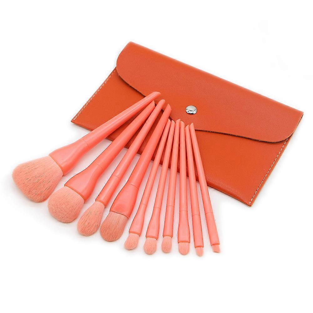 Makeup Brushes Set  Eyeshadow Powder Plastic Handle With Bag| (orange)
