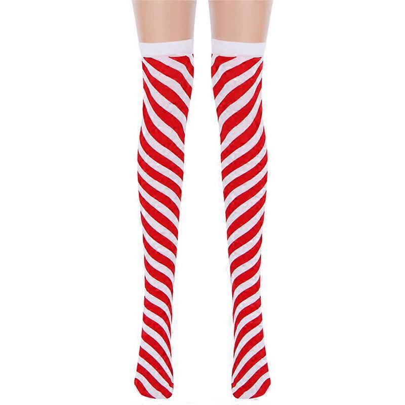Womens Striped Thigh High Stockings