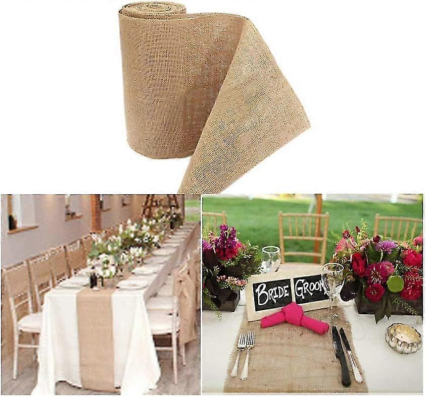 Burlap Table Runner, Rustic Jute Home Decor And Gift Wrap, 1 Roll Jute Ribbon For Diy Party (4-d-w)
