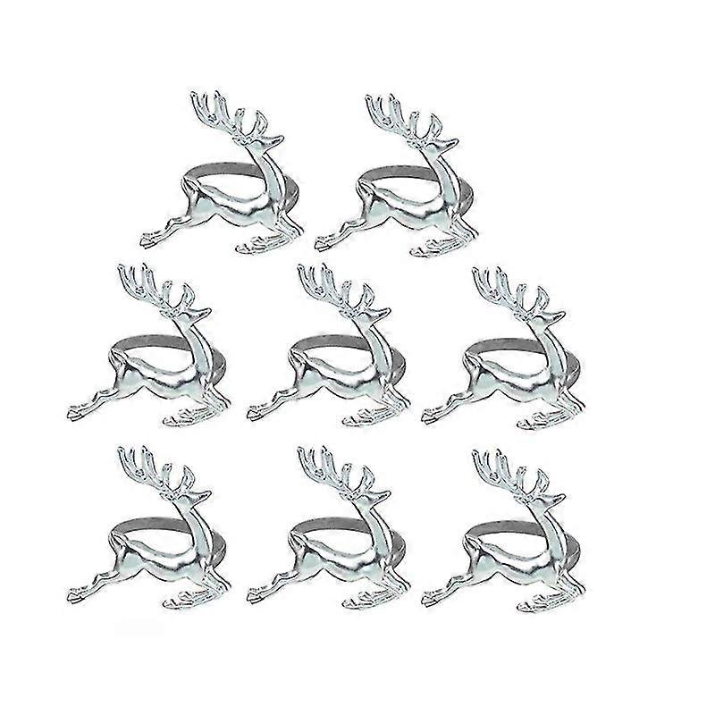 8pcsクリスマスナプキンリングトナカイナプキンホルダーセルビエットバックルクリスマス用