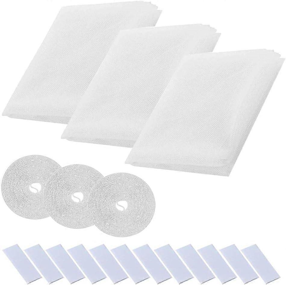 Window Mosquito Net,3 Piece Mosquito Net Roll Insect Mosquitoes,Protector Net Mesh Window Curtain Standard Screen for Window 150 X 200cm White