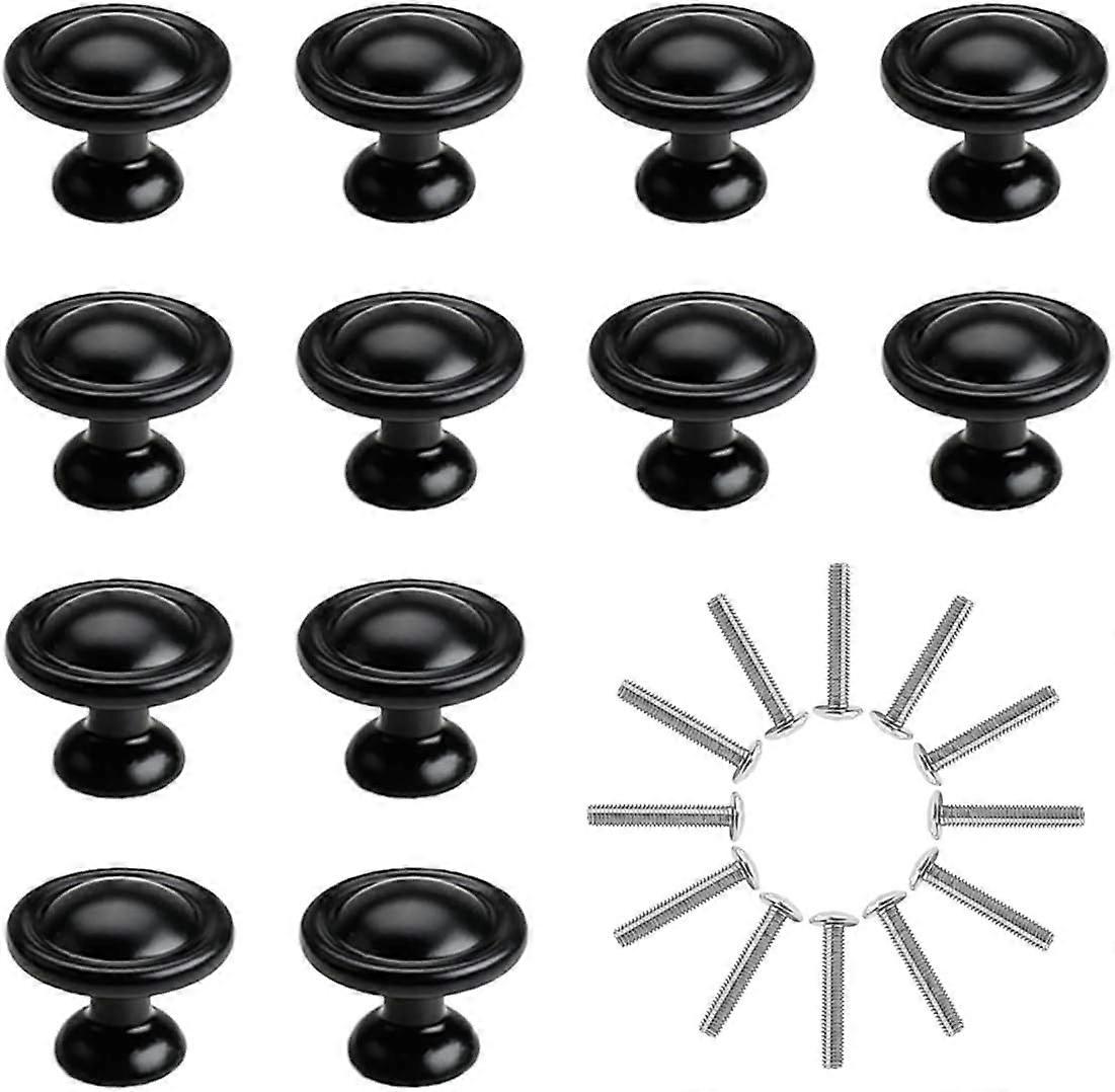 12PCS Drawer Knobs, Black Cabinet Knobs, 28MM Aluminum Alloy Drawer Pull Handle, >
