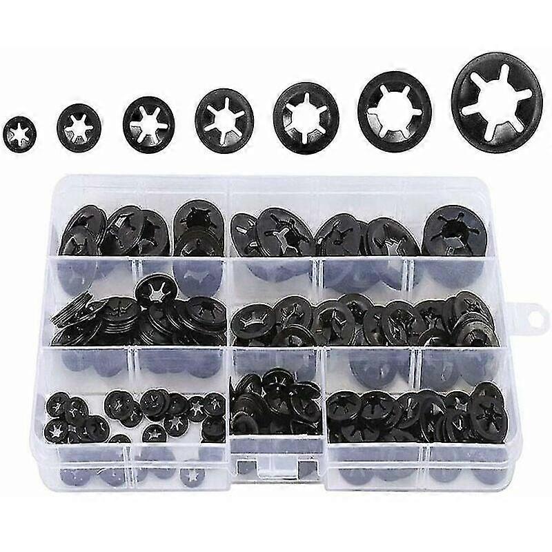 Washers, 340 Pieces Speed Lock Washers, Black Oxide Finish Quick Release Speed Clips Assortment Kit (m3 / M4 / M5 / M6 / M8 / M10 / M12)