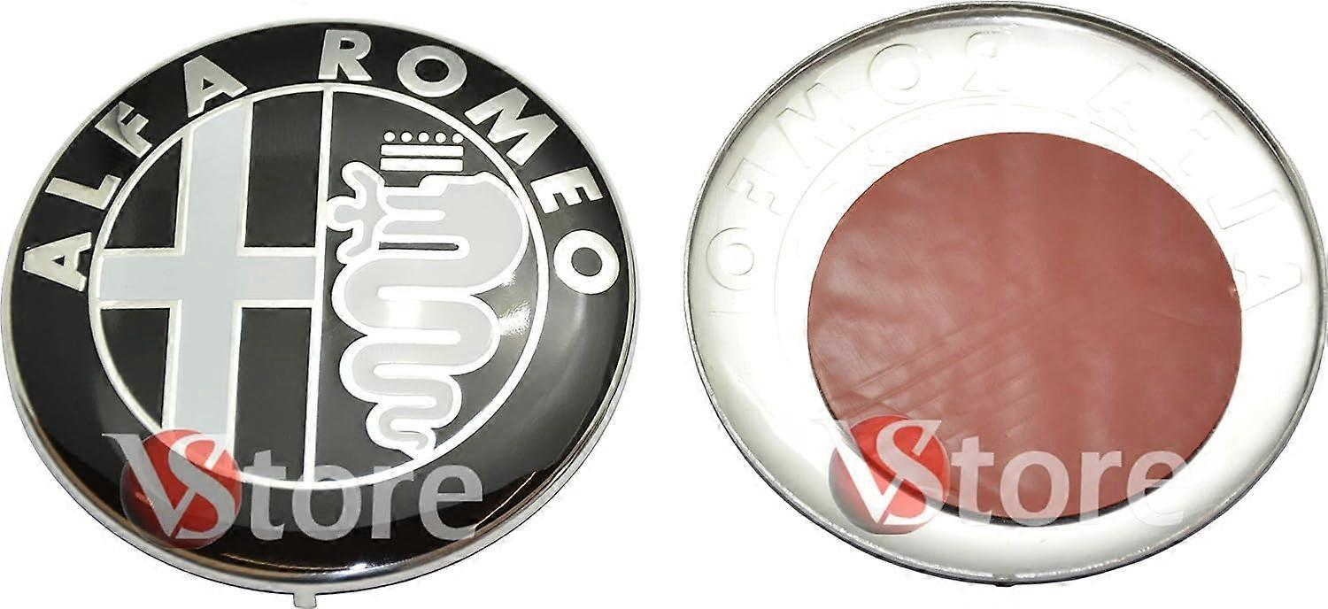 2 Badges Emblèmes Alfa Romeo Noirs 74mm - Logo Avant Arrière Compatible 147 156 159