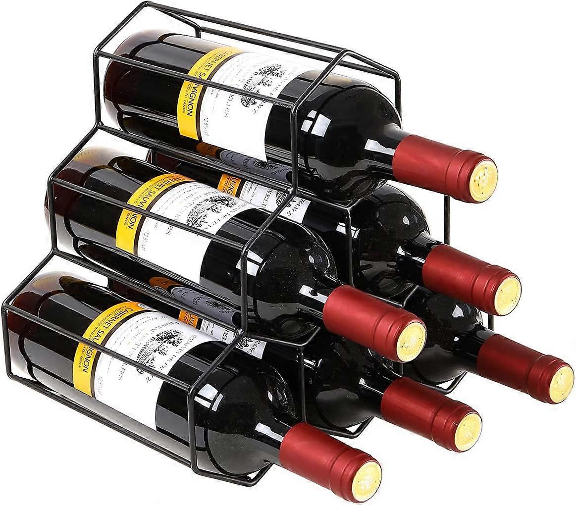 Wine Rack Freestanding Wine Holder,Excluding wine,6 Bottles Countertop Free-Stand Wine Storage Protector,black