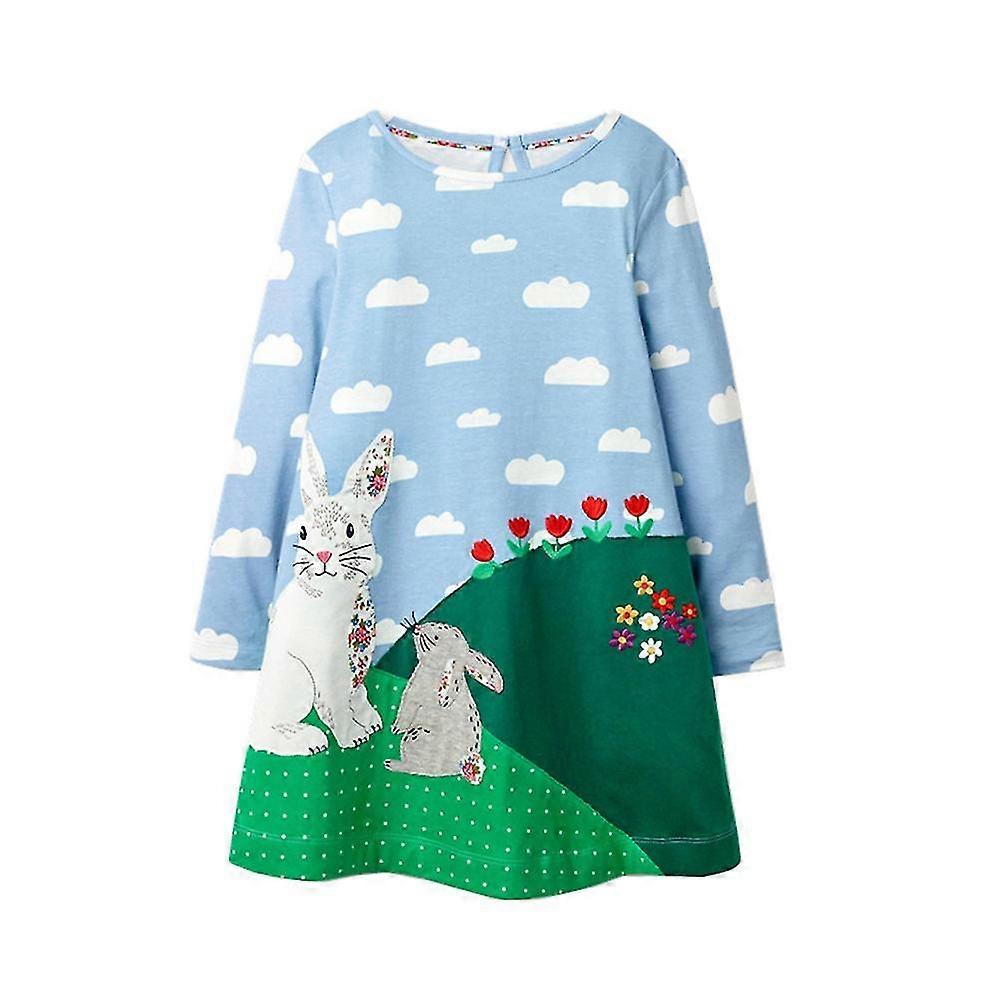 Christmas Girls Dresses Embroidery Deer Santa Claus Fashion Toddler Kids Clothes Hot Selling Long Sleeve Costume,T7265