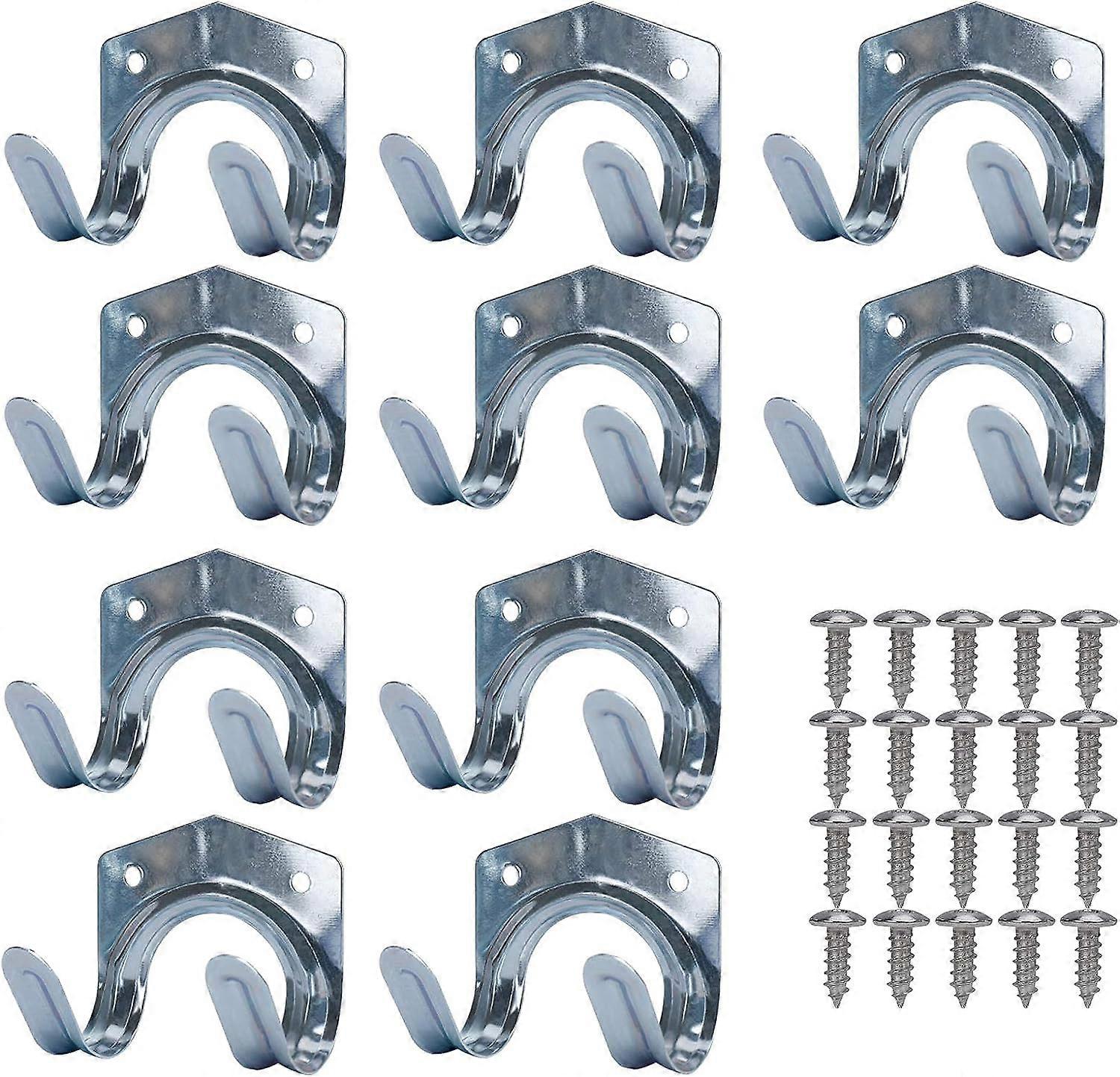Metal Storage Hooks, Wall Mounted Tool Rack (Pack of 10)