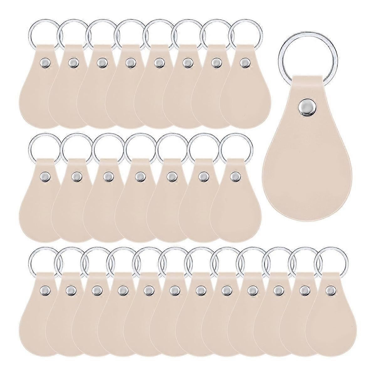 30 Pcs Leather Key Fob Kit for DIY Craft, PU Leather Key Fobs Blanks with Rivets and Key Rings for Engraving Keychain