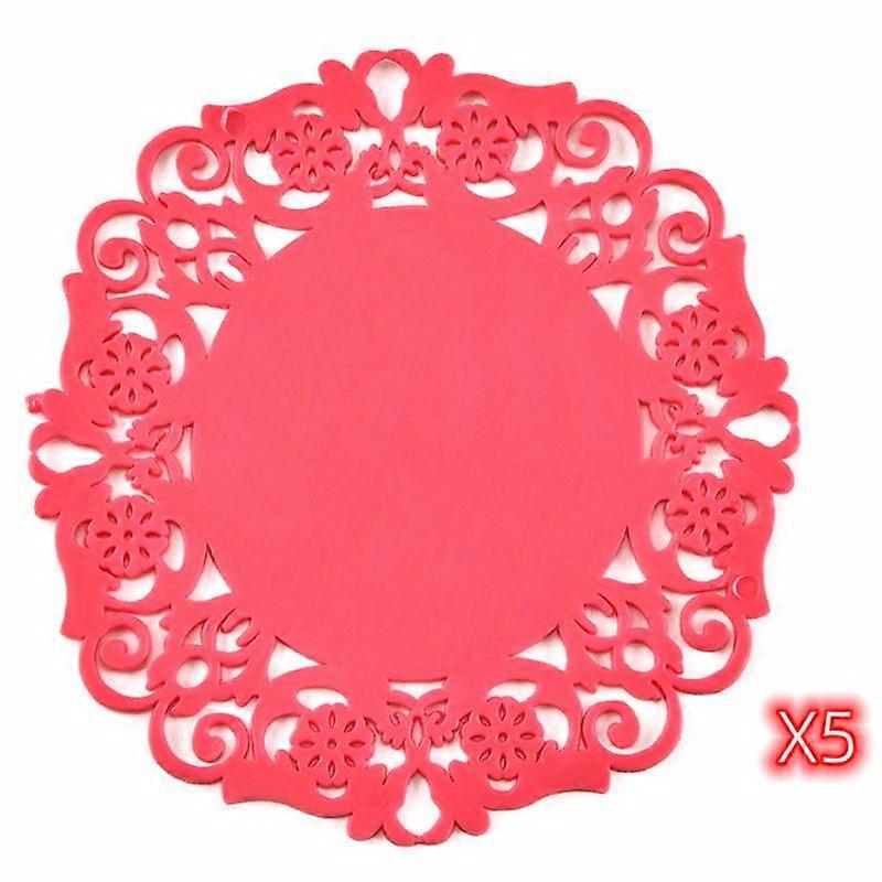 5pcs Silicone Table Mat, Heat Insulation Mat, Plate Mat, Household Anti-scald Mat, Pot Mat, Casserole Mat, Bowl Mat, Cup Mat