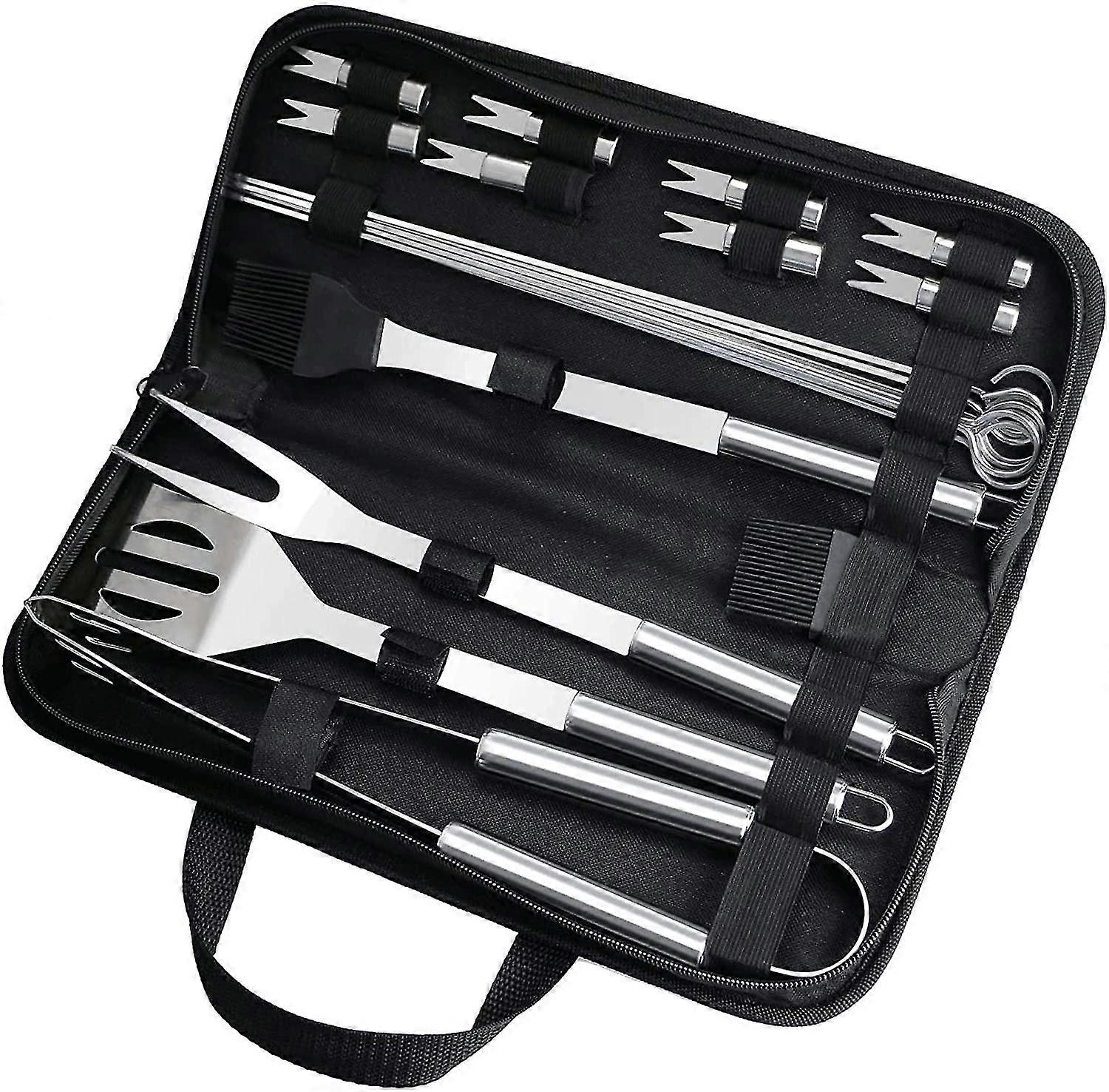 20pcs σκεύη BBQ, κιτ μπάρμπεκιου ανοξείδωτου, αξεσουάρ μπάρμπεκιου, εργαλεία, σετ κουζίνας, αξεσουάρ σχάρας BBQ με λαβίδες μπάρμπεκιου