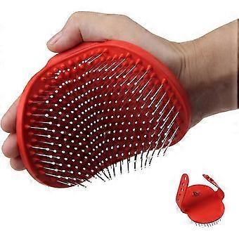Rubber Grooming Brush with Adjustable Handle and Stainless Steel Pin - Color Varies