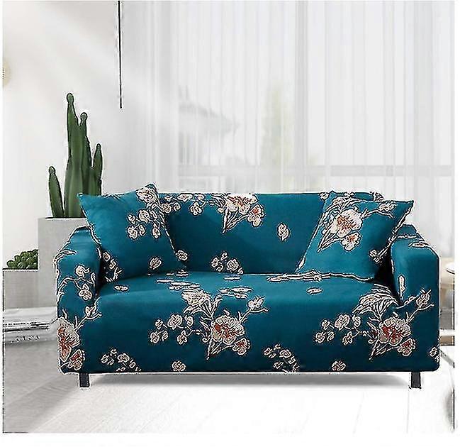 ストレッチ2人掛けソファカバープリントソファカバーソファとソファのためのソファスリップカバーポリエステルスパンデックス家具カバープロテクター弾性底付き&