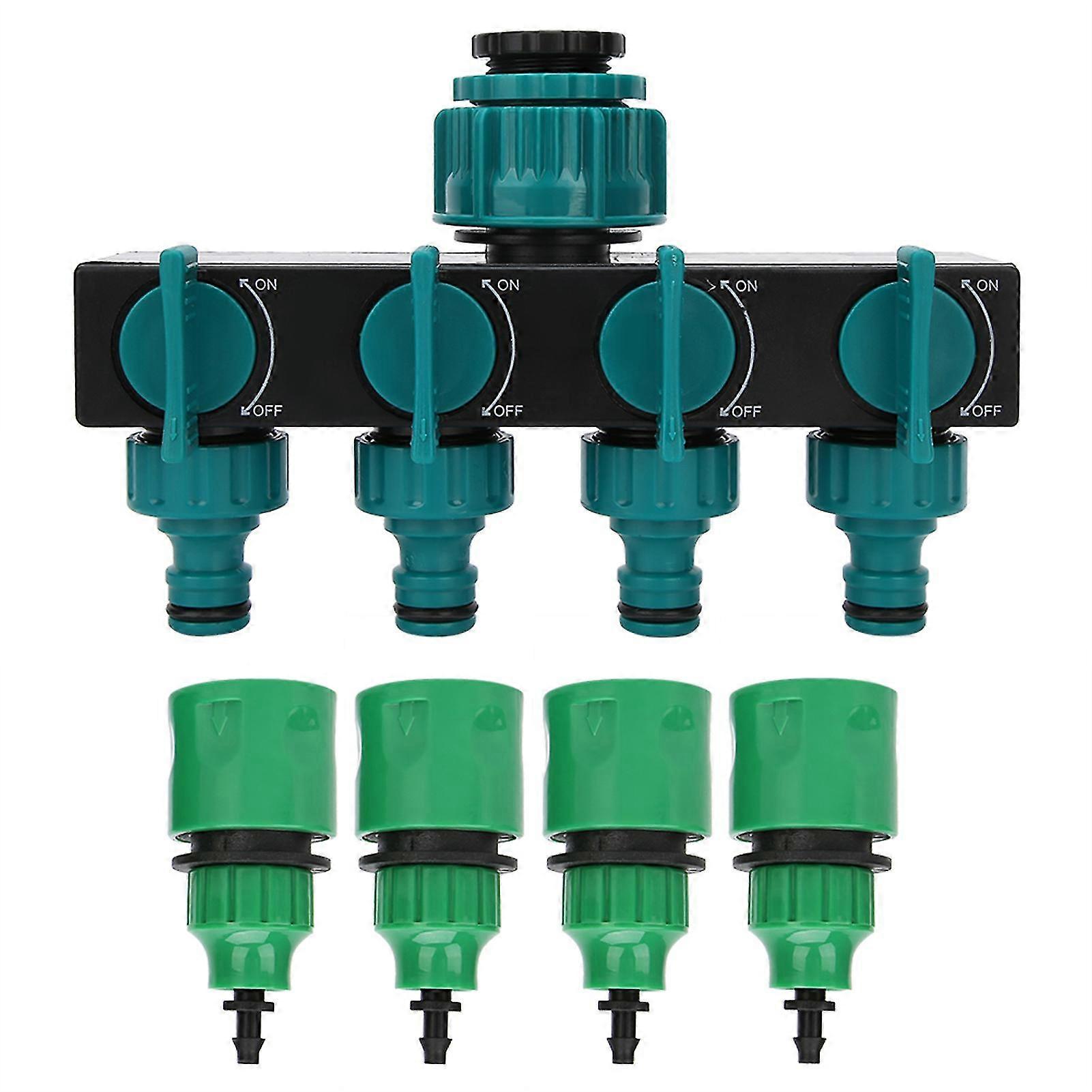 Garden Hose Faucet Splitter with 4-Way Design and Multiple Connector Options