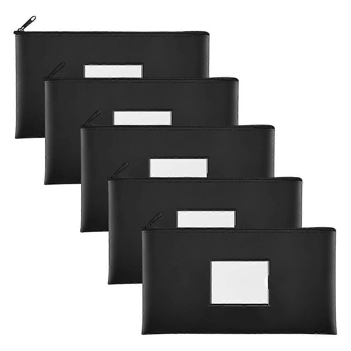 5-حزمة البنك إيداع أكياس المال مع سستة، بو أكياس الحقائب محفظة النقدية مع التسمية، للعملات المعدنية، كوزم