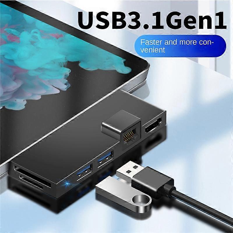 For Surface Pro 4 5 6 Docking Station Hub with 4K -Compatible TF Card Reader Gigabit Ethernet 2 USB