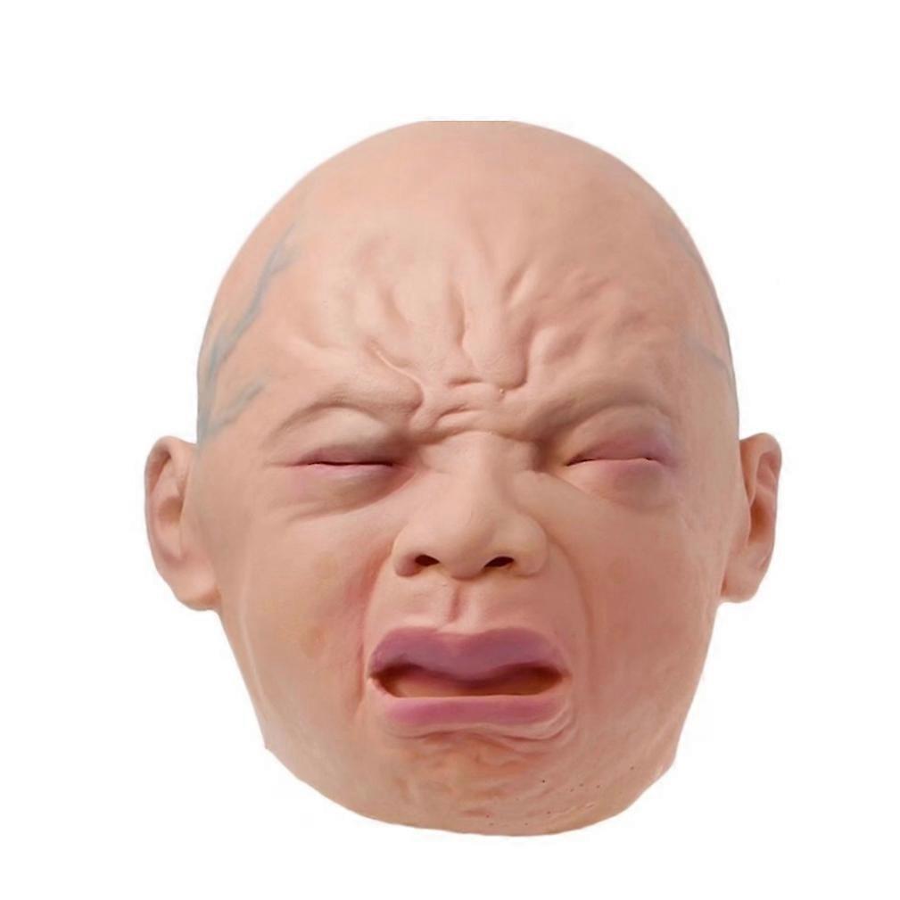 Crying Baby Mask Halloween Cosplay Prop Latex Full Face Mask