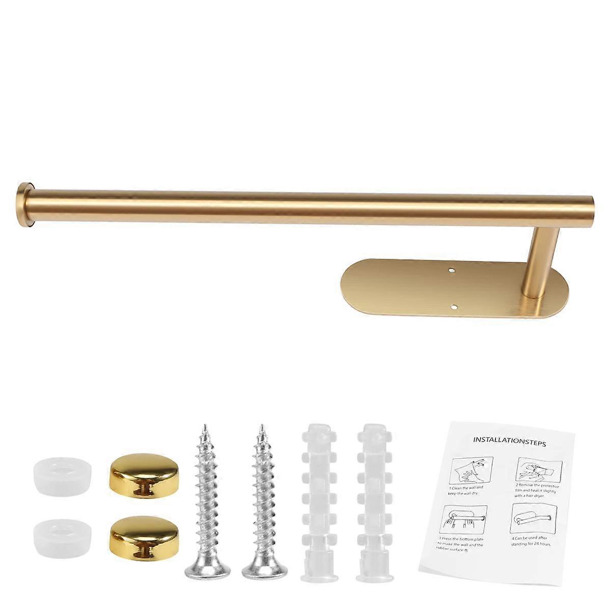 Paper Towel Holder Under Cabinet Self Adhesive Kitchen Countertop Wall Mount Paper Towel Holders with Screws Gold