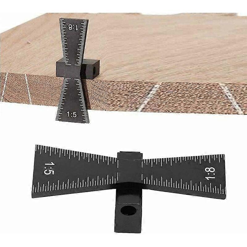 1:5:8 Aluminum Alloy Dovetail Template Dovetail Hammer Gauge Dovetail Marking Guide Dovetail Template for Wood Joint Marking Carpentry (Black 65*23*20