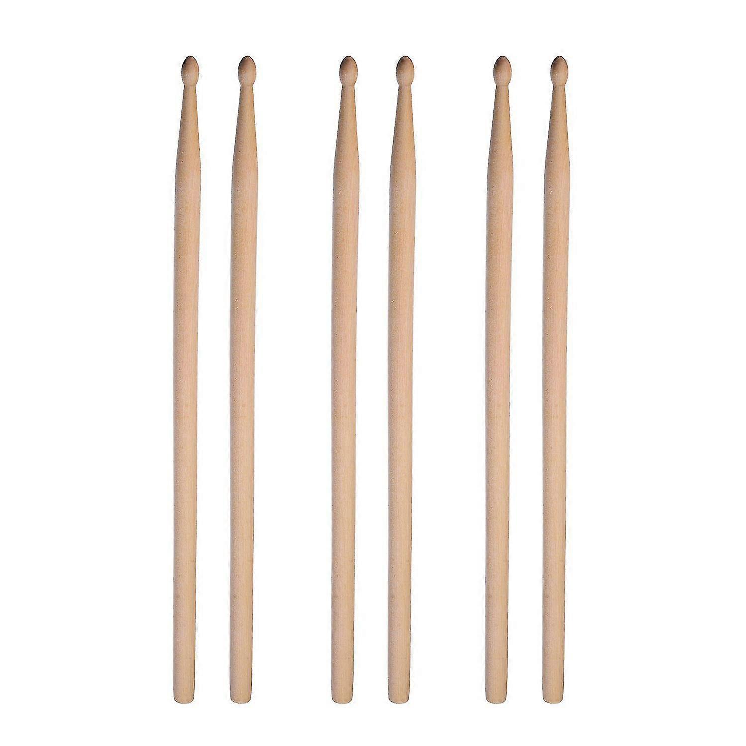 3 Pair 5a Maple Drum Sticks With Carry Bag For Drum Playing