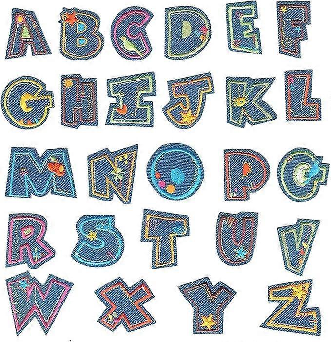 Colorful denim ironing patch letters 26pcs A-Z letter patch animal shape DIY pattern ironing or stitching patch denim jacket backpack application