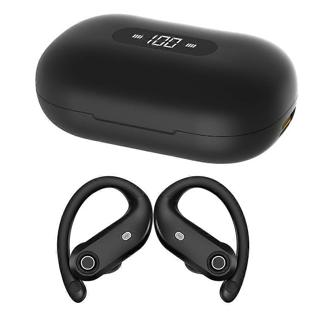 Each Battery Capacity 75mA Bluetooth-compatible Earphone with Hooks Black