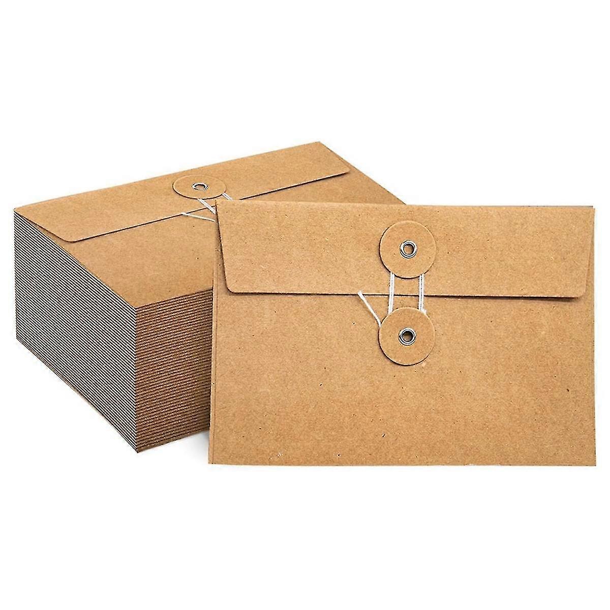 40 Pcs Kraft Paper Envelopes With String Tie Closure Project Pockets Document Organizer, 4.53 X 6.7