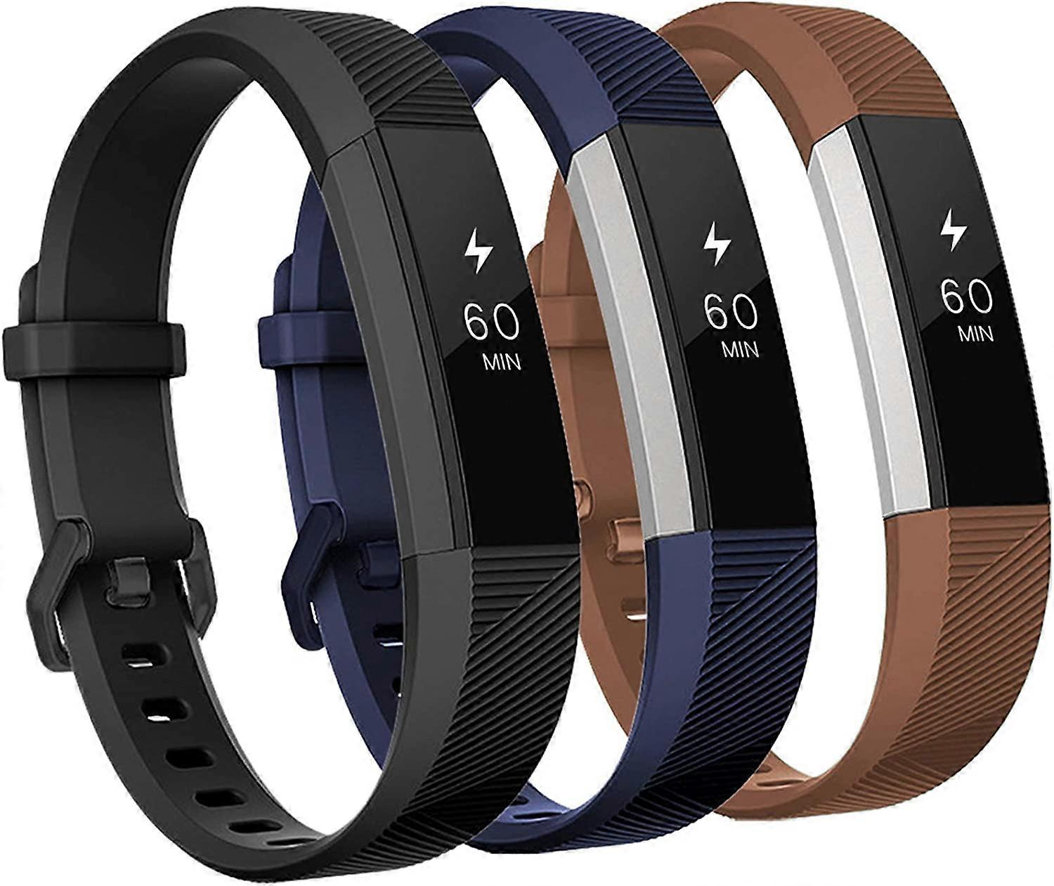 Bands Compatible with Fitbit Alta and Fitbit Alta HR, 3 Pack Soft Silicone Wristbands for Fitbit Alta HR Bands with Secure Metal Buckle for Men Women,