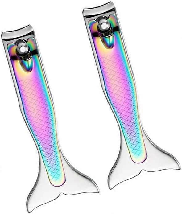 2 Pieces Nail Clippers Set,Stainless Steel Finger&Toe Nail Clipper Set,Fingernail Toenail Clippers with Sharp Curved Edge,Built-in Nail File,Suitable 