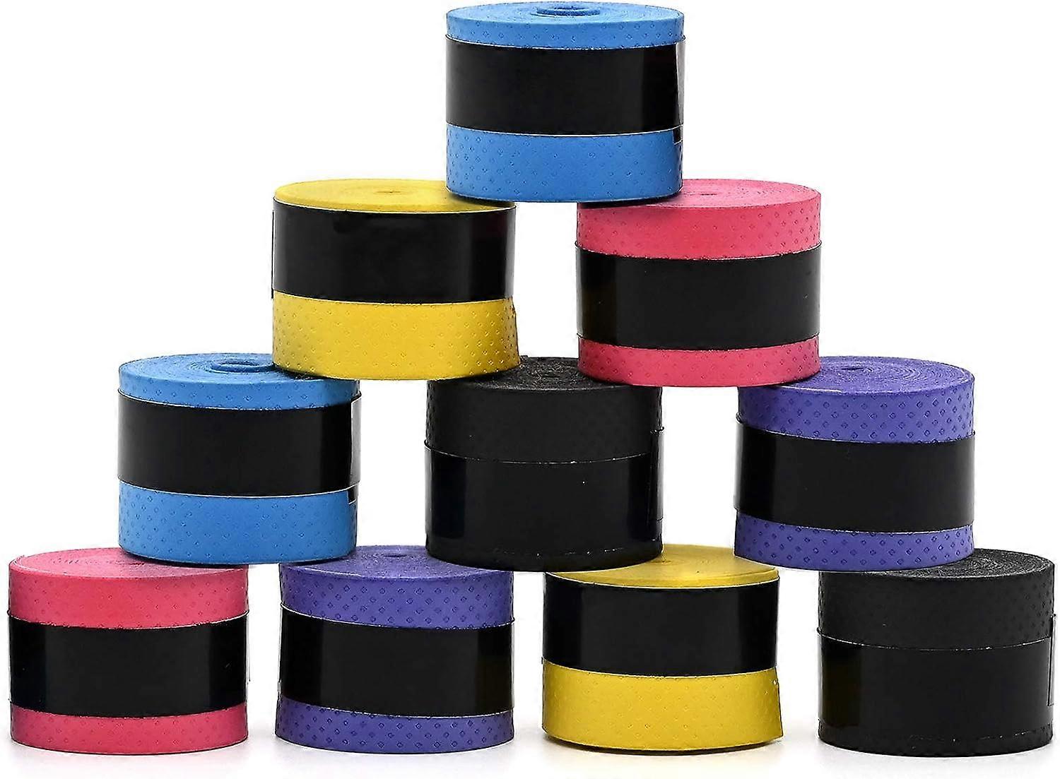 10-piece tennis racket grip with elasticated non-slip grip for badminton, tennis and squash rackets (5 colours).