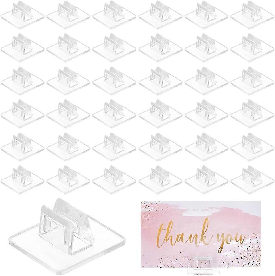 100 Pcs Game Card Stands, 0.96x0.96x0.45 Inch Clear Paper Miniature Bases Square Transparent Plastic Card Holder for Business Cards Price Tags Labels