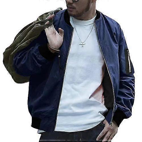 Jaquetas masculinas-jaqueta bomber à prova de vento com zíper completo Outwear-MXBC