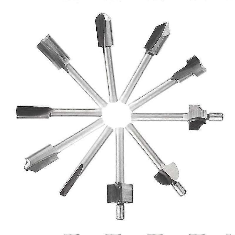 10pcs 1/8 "3mm Shank Hss Router Bits Milling Wood Engraving For Dremel Rotary Tool Milling Bits Routing For Diy Carpentry Engraving-MXBC