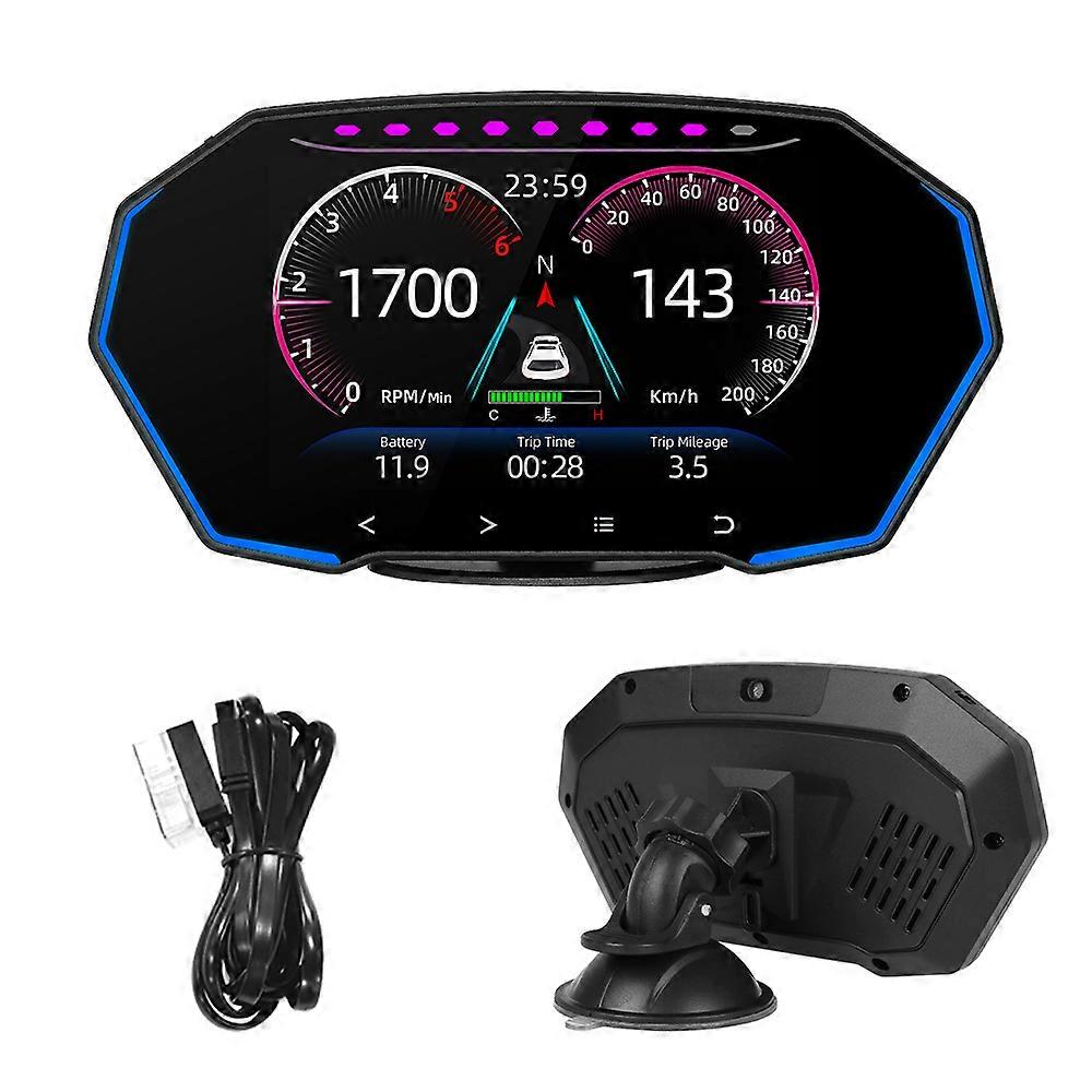 7 Colors Diagnostic HUD LCD Screen 4 Inch OBD2 GPS Dual System F11 Security Alarm Speedometer Car Head Up Display