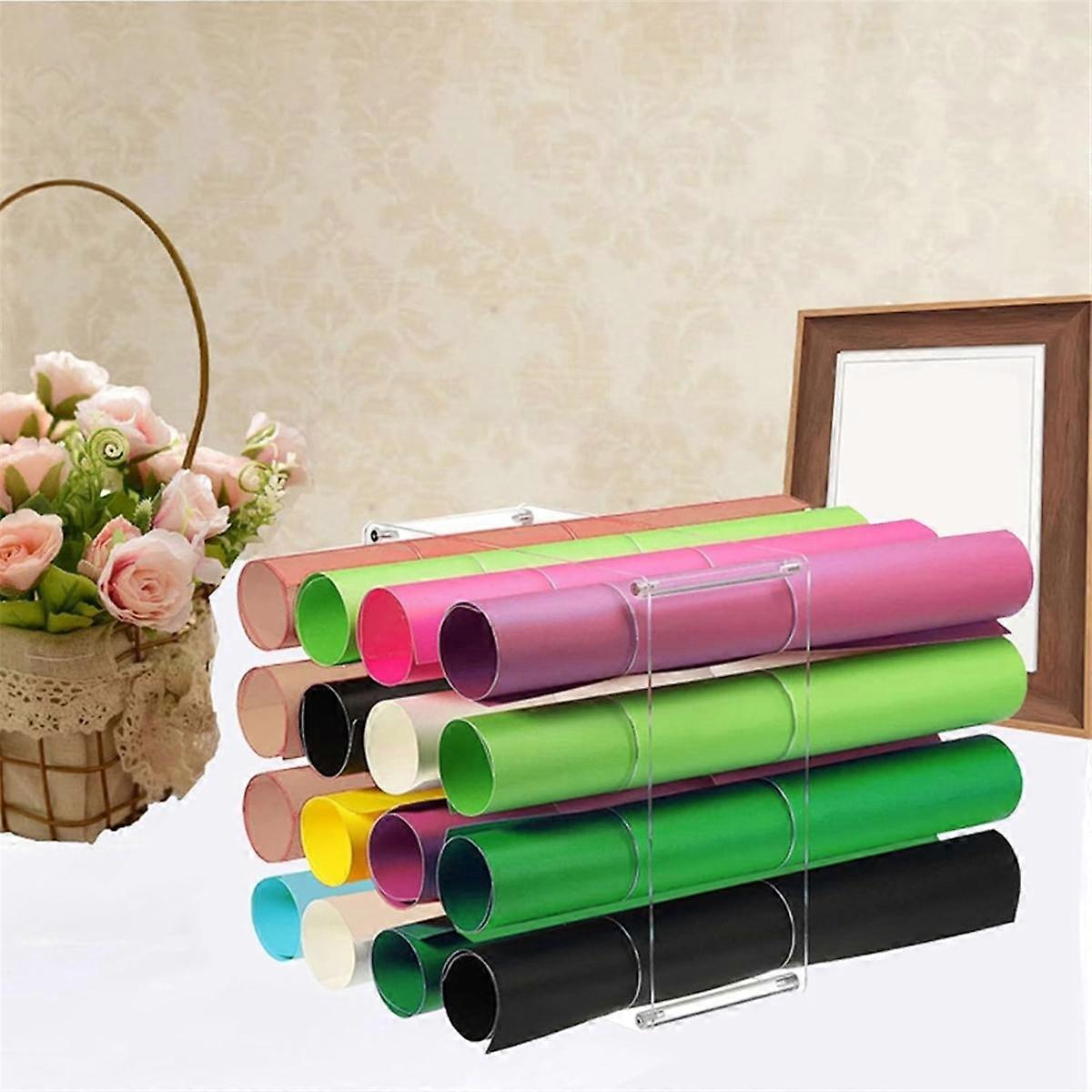 Vinyl Roll Storage Rack Sturdy Acrylic Vinyl Roll Holder Organization Multifunctional Craft Art Gift Wrap Storage 32hole