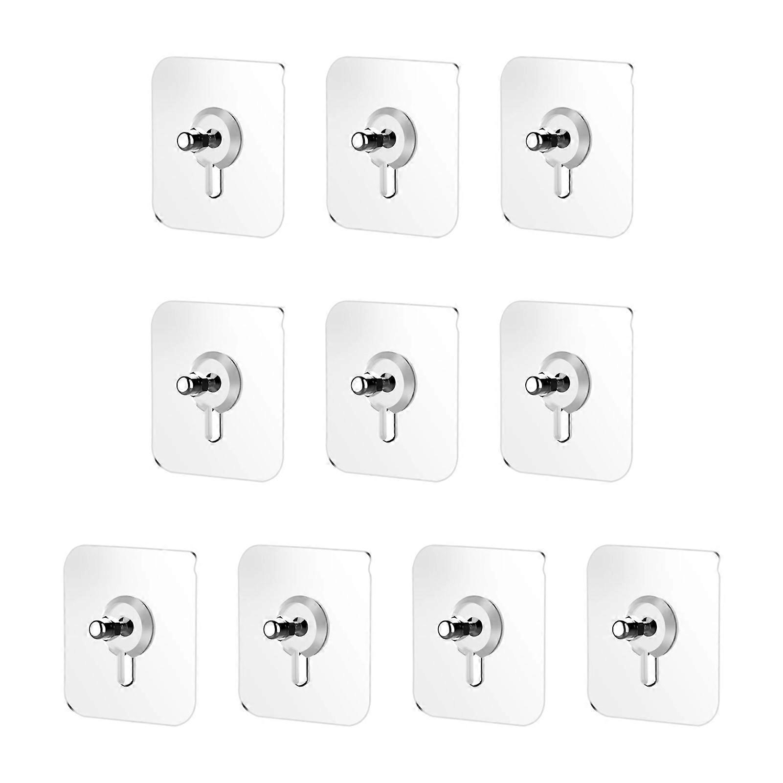 10Pcs Screw Patch Self-adhesive Wall Hook Strong Load-bearing Photo Frame Sticker Hooks for Home Room Jikaixiang