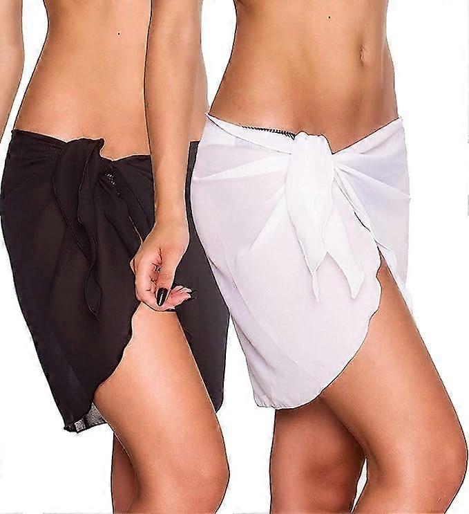 2-Pack Chiffon Beach Towel Wraps for Stylish and Comfortable Vacations - Lightweight and Quick-Drying Towels with Fringe Tassels and Detachable Straps