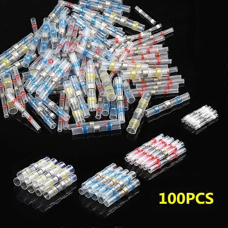 100Pcs 4 Size Soldering Heat Shrink Butt Terminals Electrical Cable Wire Waterproof Insulated Connectors Kit Assortment