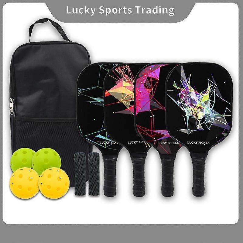 Pickleball padler, 4-delt glasfiber overflade pickleball sæt, 4 pickleball bolde, 2 kølehåndklæder, pickleball taske, mænds og kvinders pickleball polstring