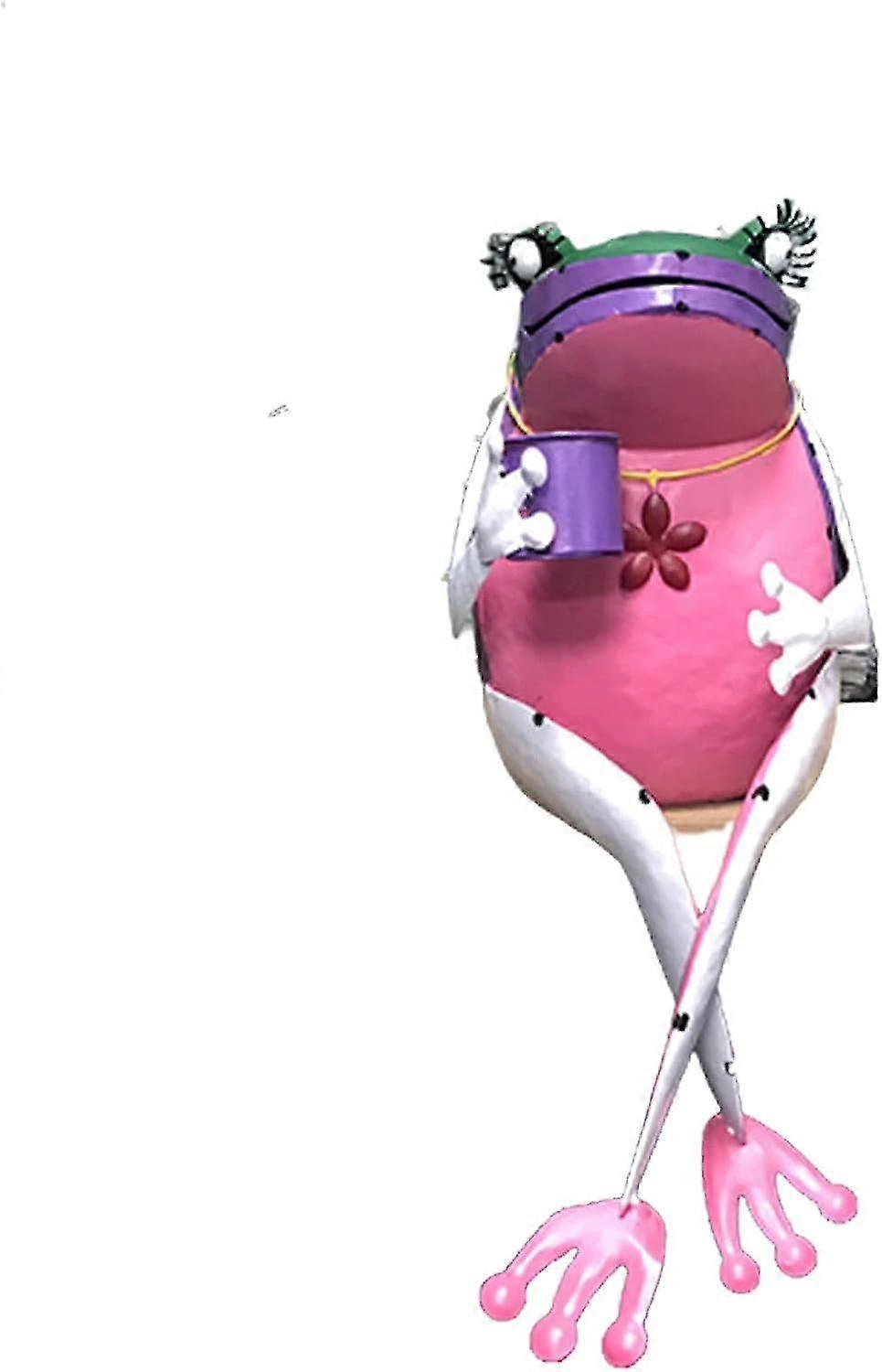 Iron Cross Legged Frog Ormament, Colorful Frog Statue Interesting Toad Statue Garden Decorate