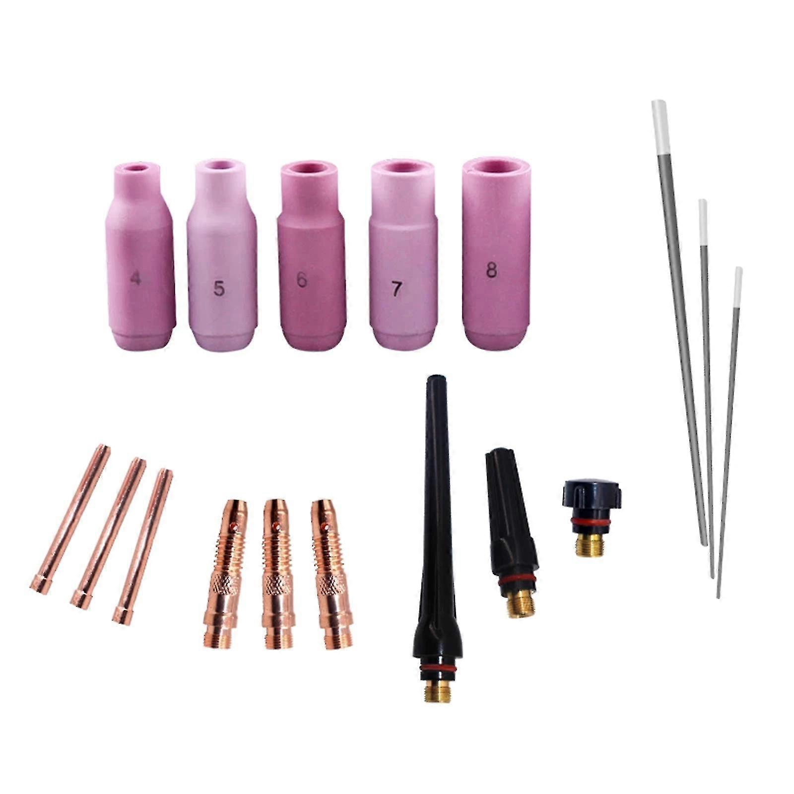 Welding Cup Torch Tip Collet Nozzle Kit Ceramic For Wp-17/18/26 Equipment 17pcs