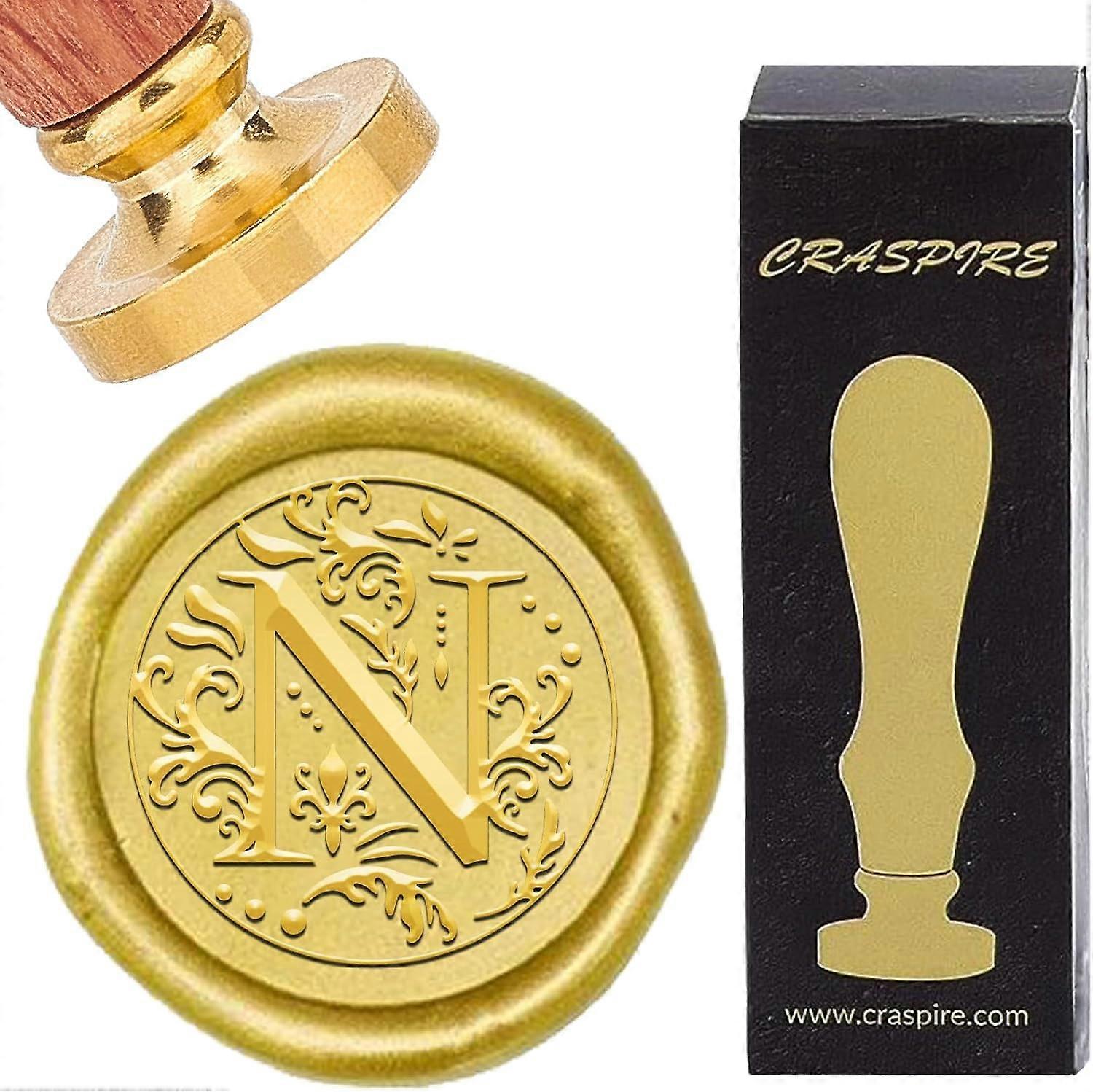 Retro Alphabet Wax Sealing Stamp Initials Vintage 26 Letters A-Z 25mm Removable Brass Head Wood Handle for Envelopes Invitation Gift Packing Wrap Deco