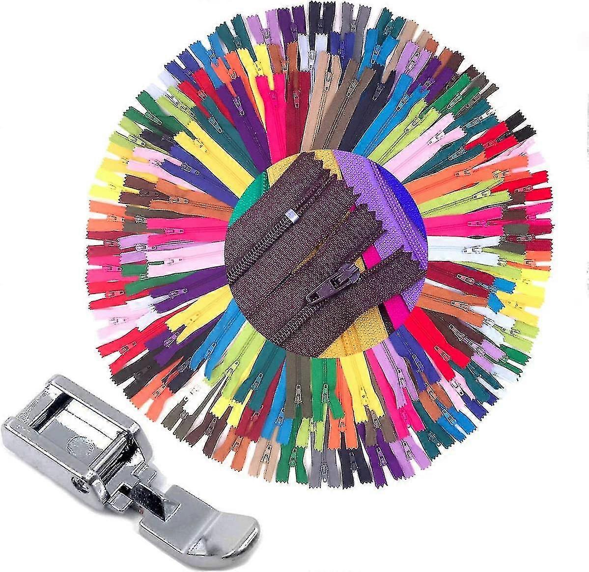 75pcs 20 Inch 14 Inch And 9 Inch Mixed Size Nylon Coil Zipper Bulk With Zipper Presser Foot For Sewing Craft(25 Color Zippers)