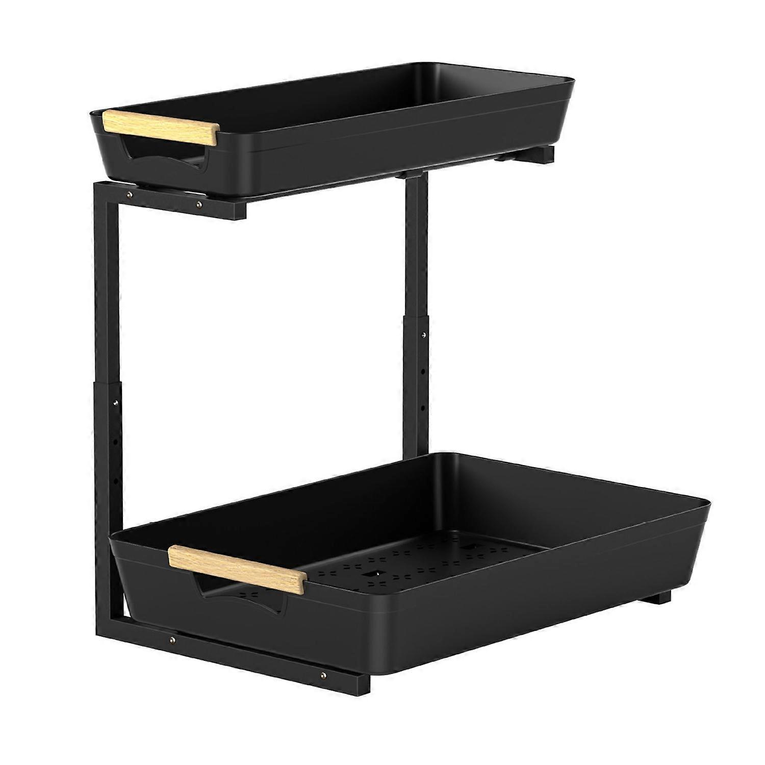 Under-sink Storage Rack with Slide-Out Drawers Double Layer Design Spacious Capacity Height