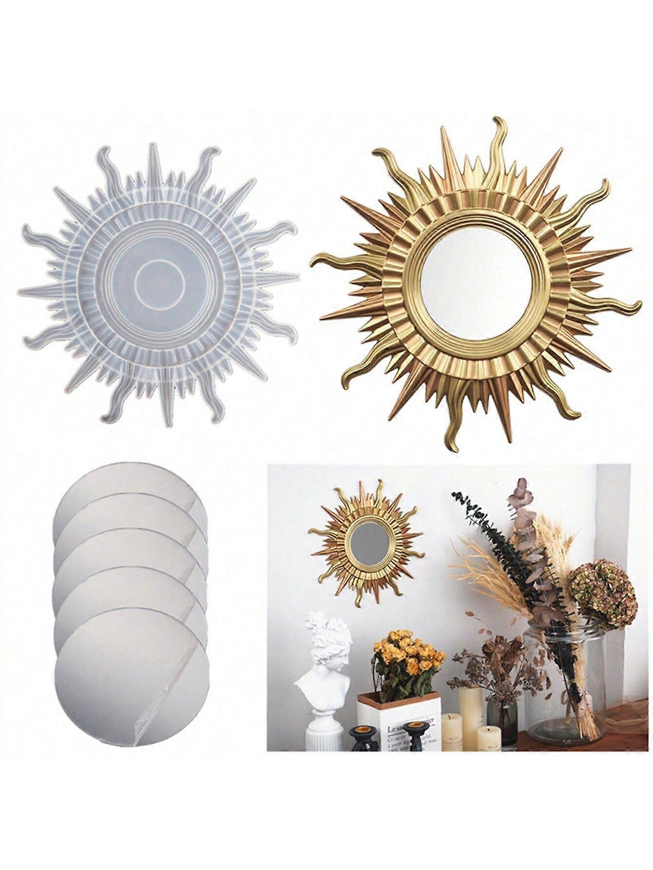 1pc עובש בצורת שמש, DIY שרף קריסטל נוטף דבק שמש וירח מראה קישוט קיר עובש סיליקון