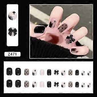 Zwart Stijlvol Press-on Nails Com Jelly Glue Model