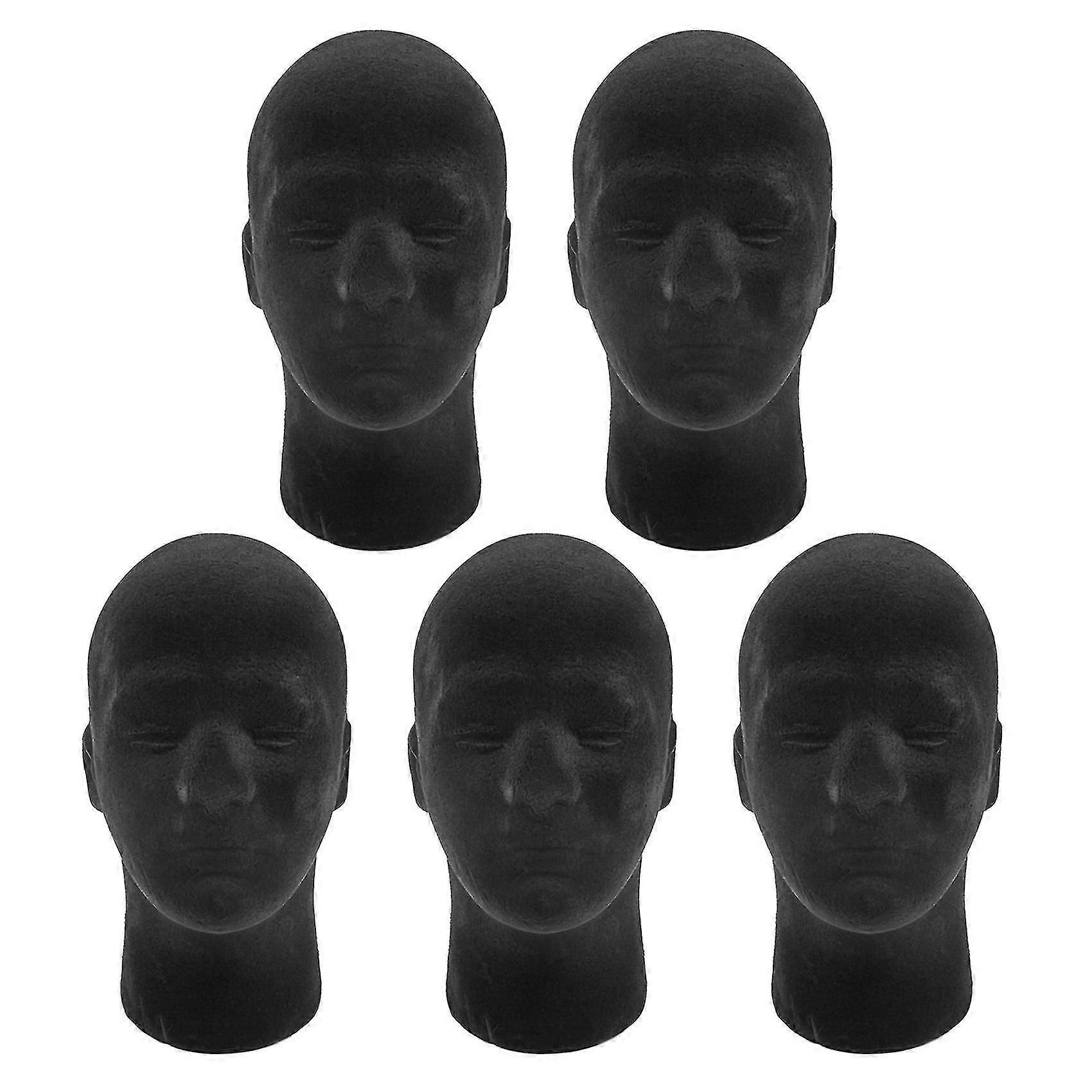 5x Foam Mannequin Manikin Wigs Glasses Cap Display Stand Black-hy