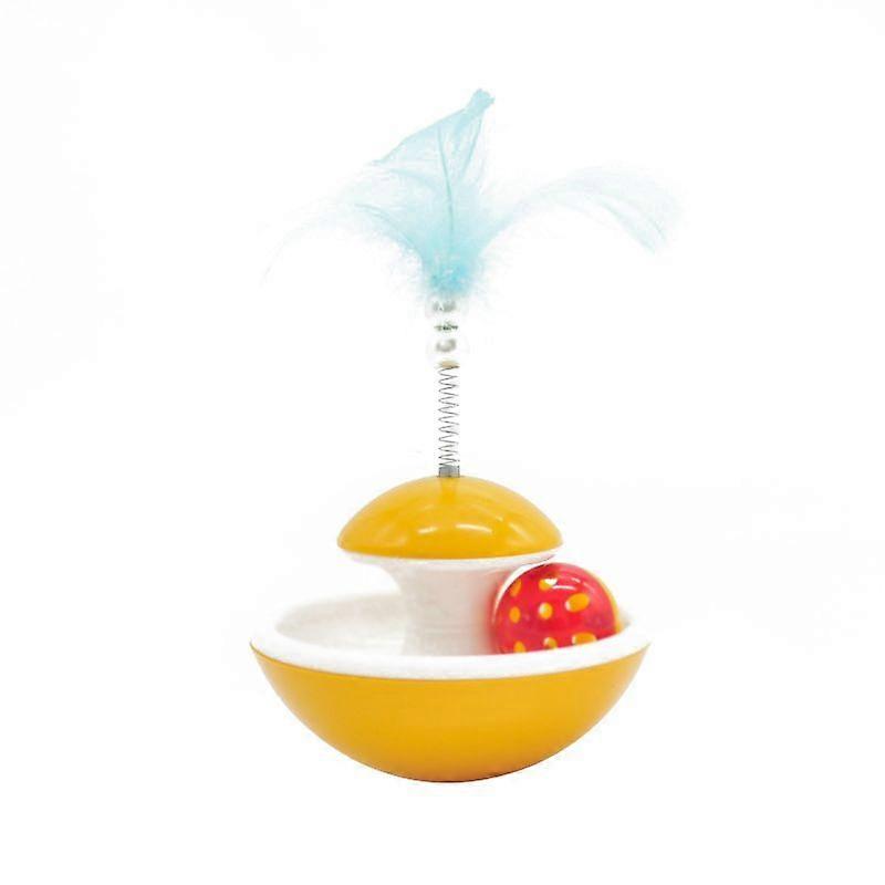 Cat Tumbler Toy Feather Rotating Ball Bell Sound Interactive Toy for Cat Kitty Kitten