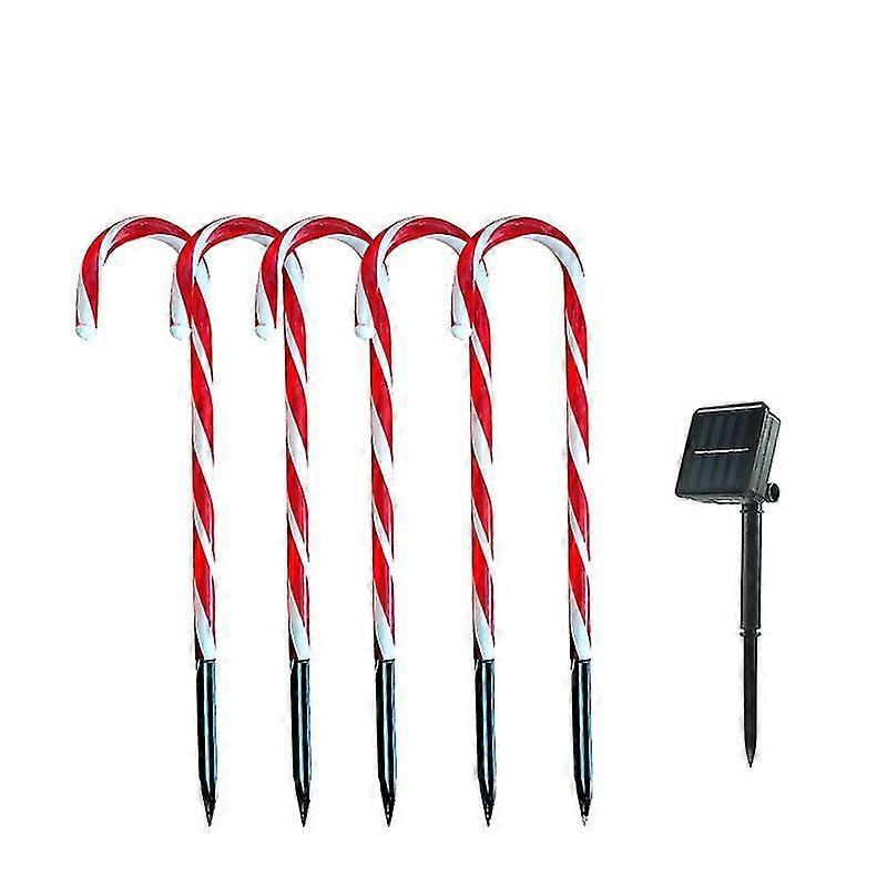 Festive Lights - Set Of 5 - Illuminated Candy Cane Decoration - Powered - For Outside Inside