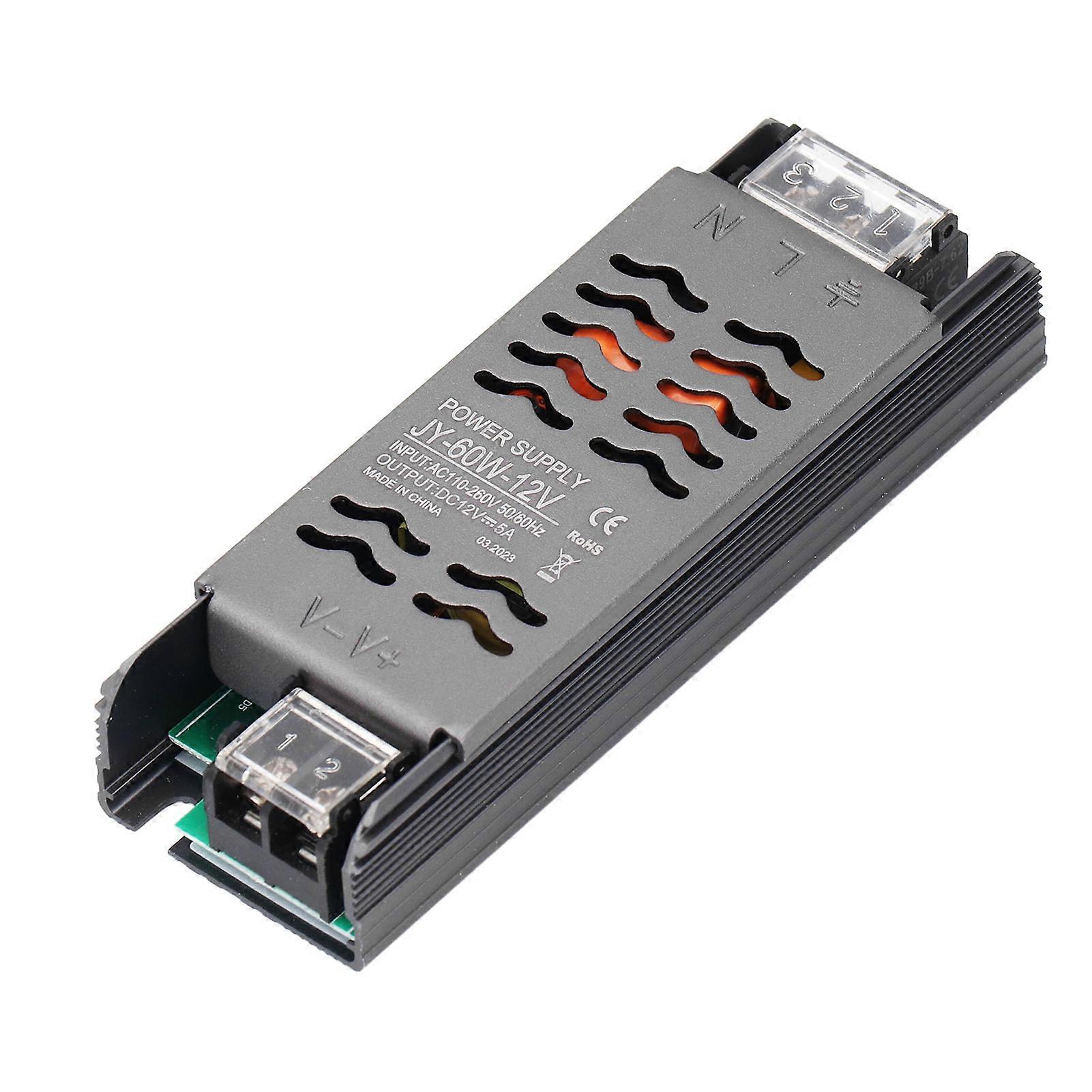 LED Power Supply Driver DC 12V 60W Constant Voltage Transformer for Strip Light Engineering Project AC110‑260V Input