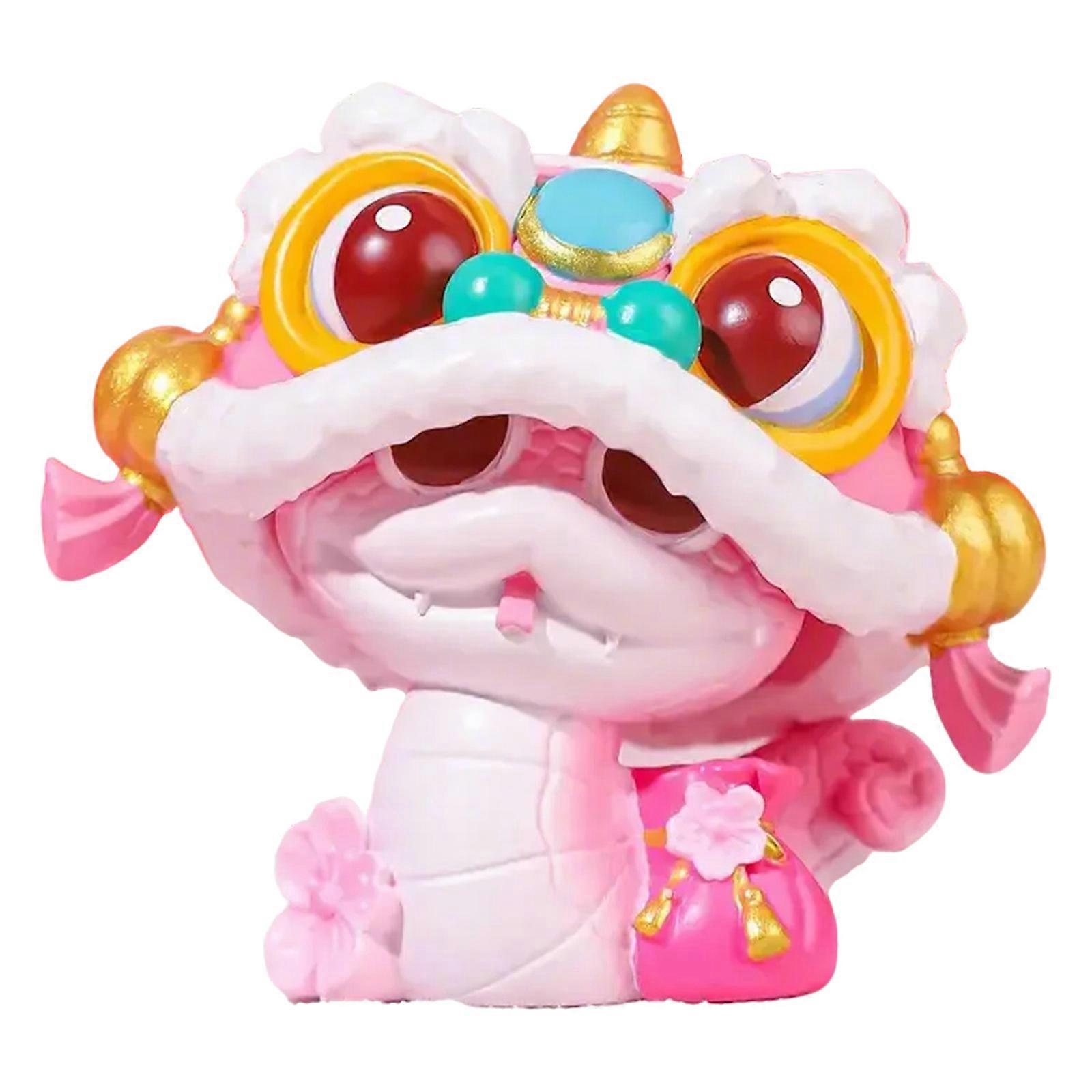Traditional Chinese New Year Lion Dance Snake Resins Figurine Ornament for Bringing Prosperities Festivities Decoration